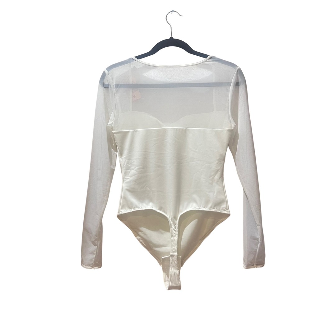 Sheer Long-Sleeve Ivory Bodysuit - Picture 2 of 7